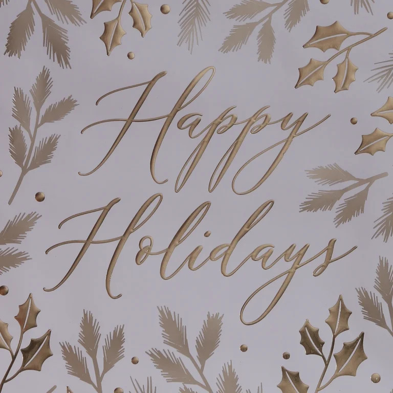 Large White and Gold Happy Holidays Christmas Paper Gift Bag, 12" x 4.5" x 12", by My Texas House | Walmart (US)