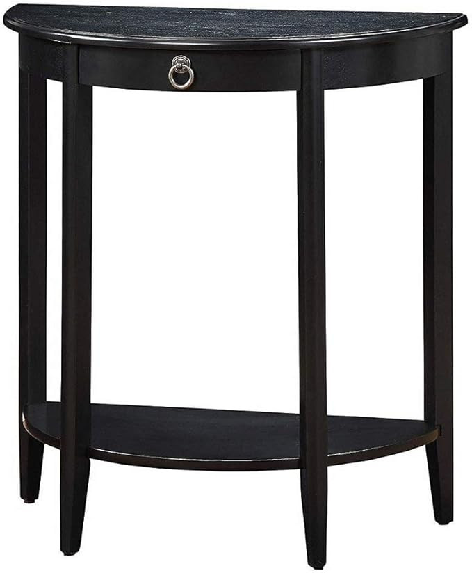 Acme Elcee Half Moon 1-Drawer Wooden Console Table with Bottom Shelf in Black | Amazon (US)