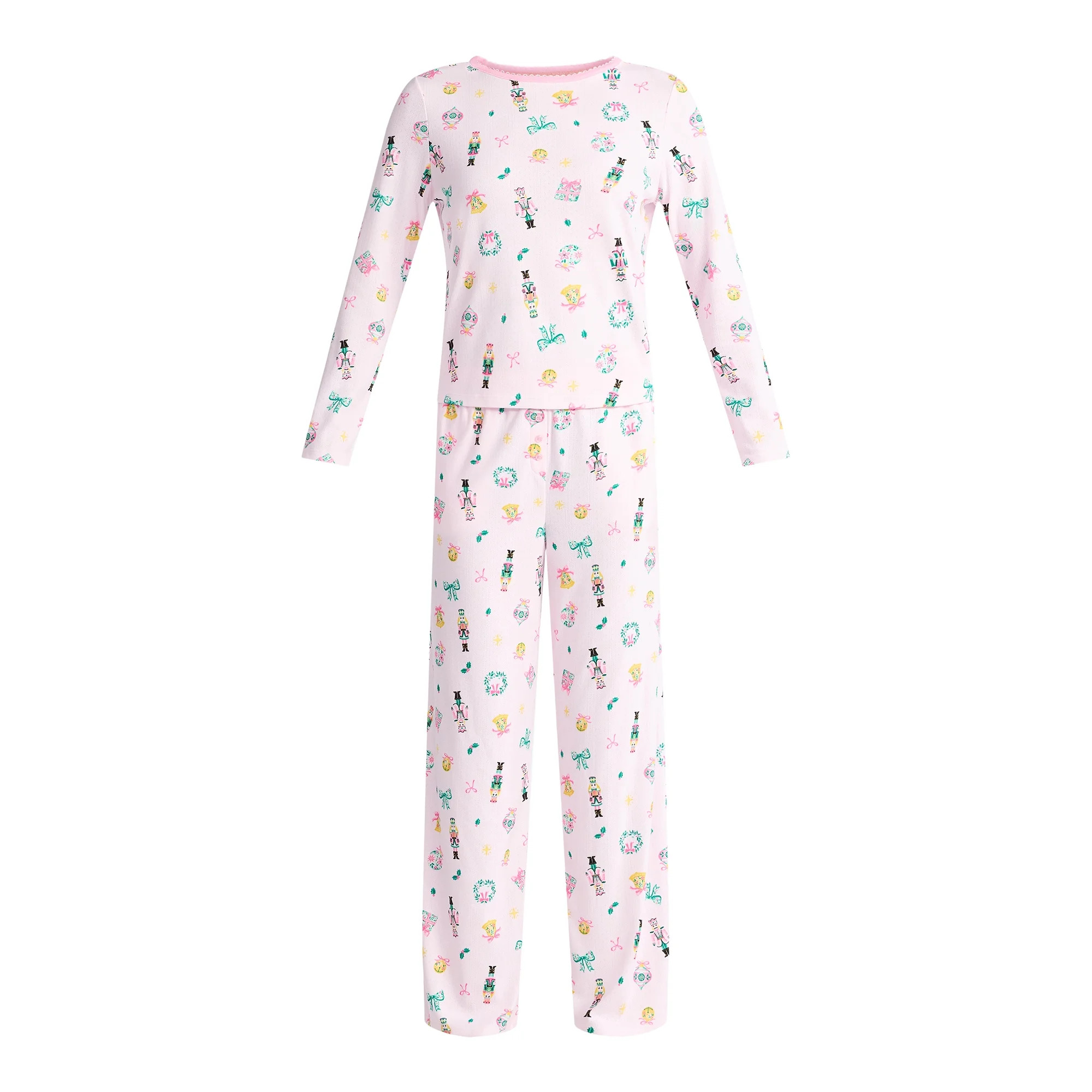 Christmas Women's and Women's Plus Long Sleeve Top and Wide Leg Pants Pajama Set from Holiday Tim... | Walmart (US)