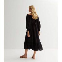 Black Bardot Puff Sleeve Midaxi Dress New Look | New Look (UK)