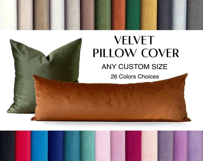 Velvet Throw Pillow Cover *All Custom Size Body Pillow -Oversized Lumbar Pillow Cover -Extra long... | Etsy (Global)
