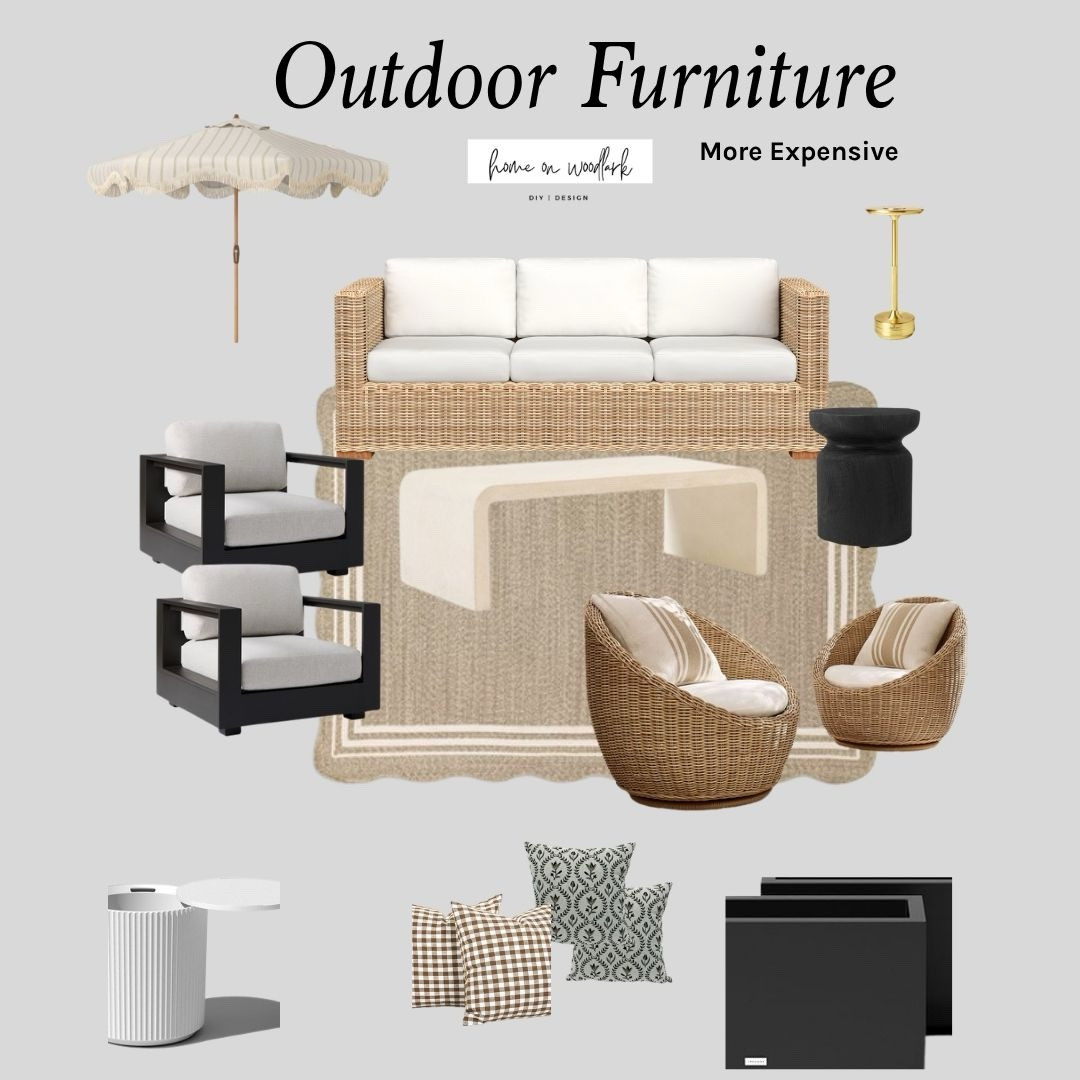 Outdoor living space with designer furniture.  

Outdoor sofa.  Outdoor chairs.  Outdoor rug.  Outdoor umbrella.  Outdoor planter.  Outdoor coffee table.

#LTKSeasonal #LTKHome #LTKSaleAlert