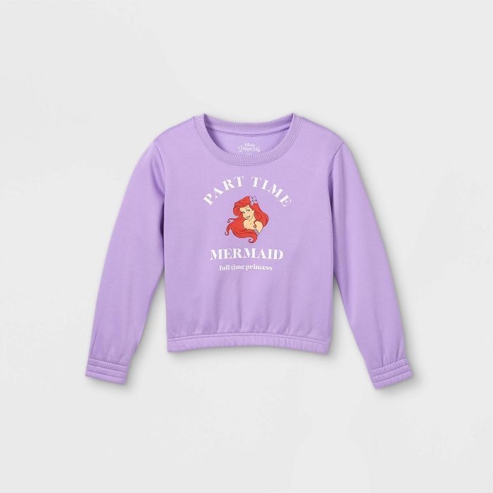 Girls' Disney Princess Ariel Pullover Sweatshirt - Purple | Target
