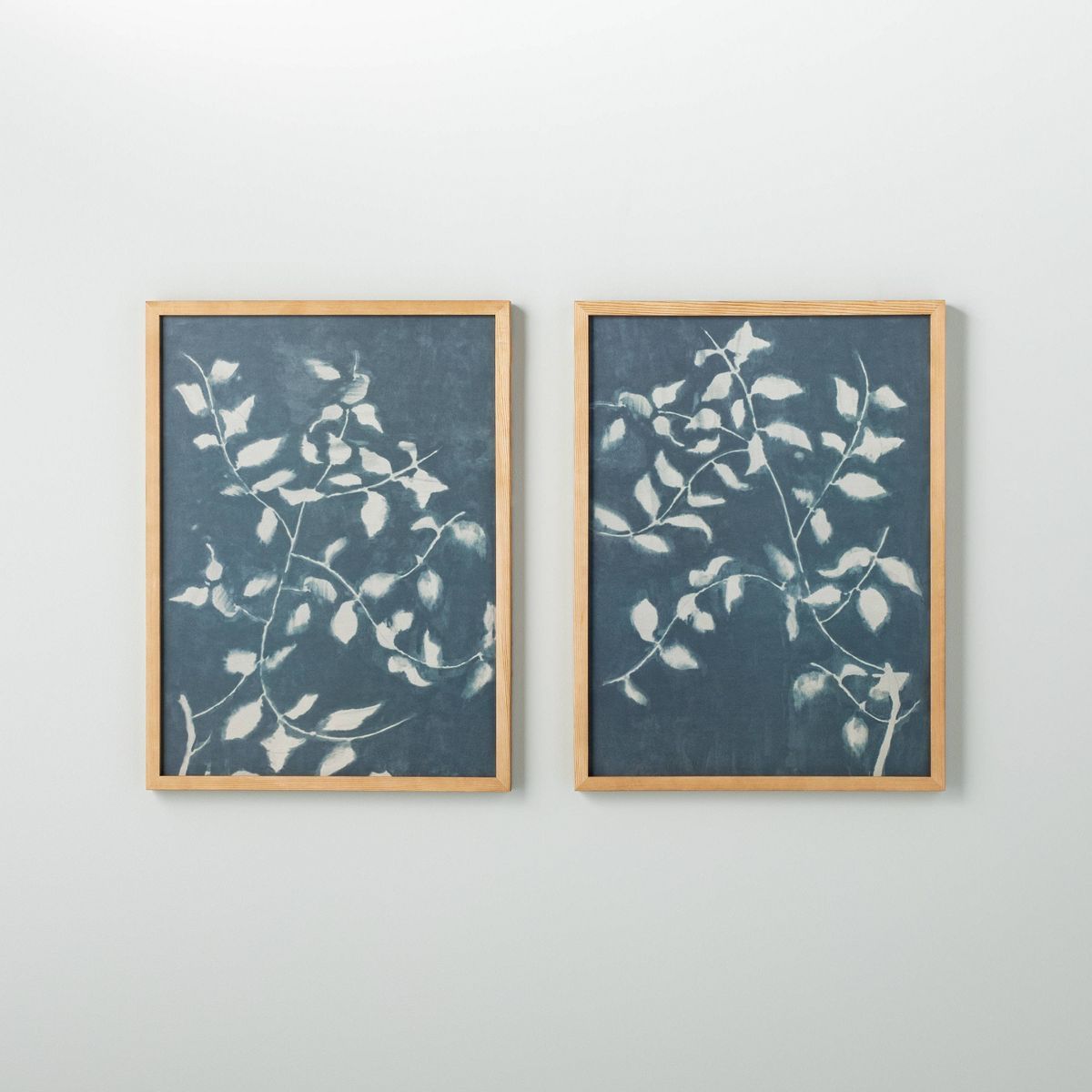 (Set of 2) 18"x24" Honeysuckle Print Framed Wall Art Blue - Hearth & Hand™ with Magnolia | Target