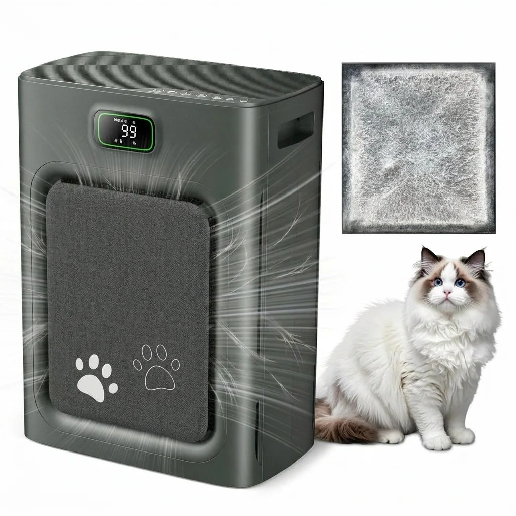 Anqtovp Pet Air Purifier for Home Large Room 1 Piece Covers 2500 sq ft H13 HEPA Washable Double Sided Filter Removes Pet Hair Odor Dander Dust Smoke | Lowe's