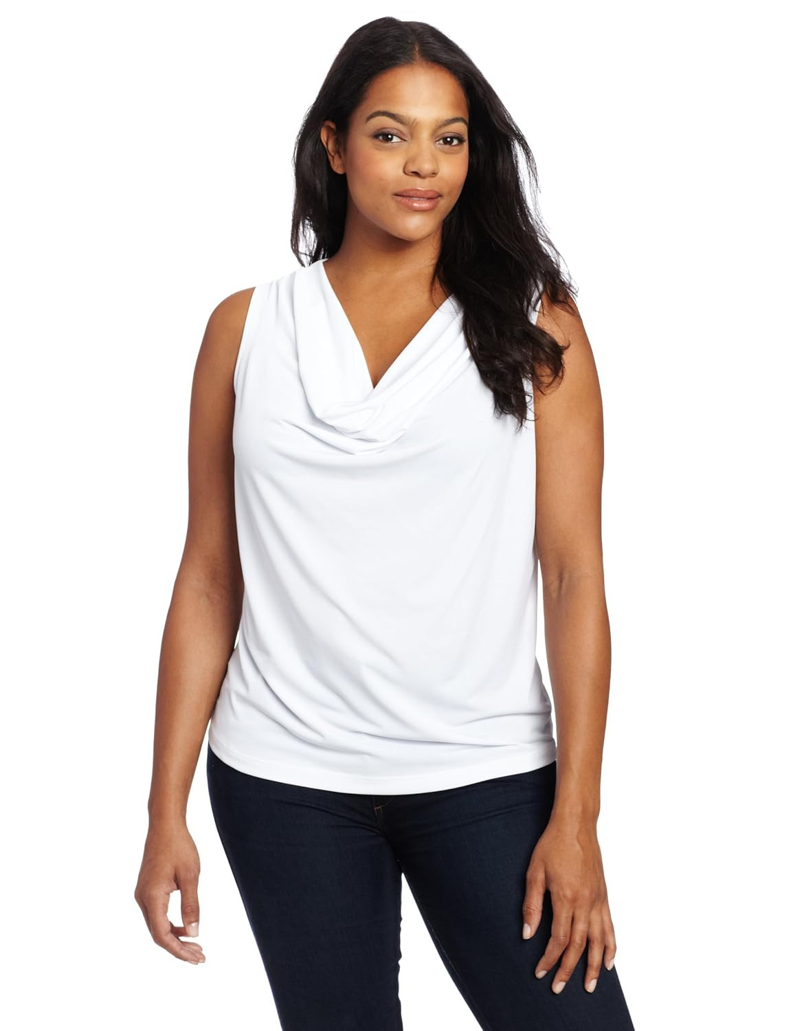 Calvin Klein Women's Plus-Size Solid Cowl-Neck Blouse | Amazon (US)