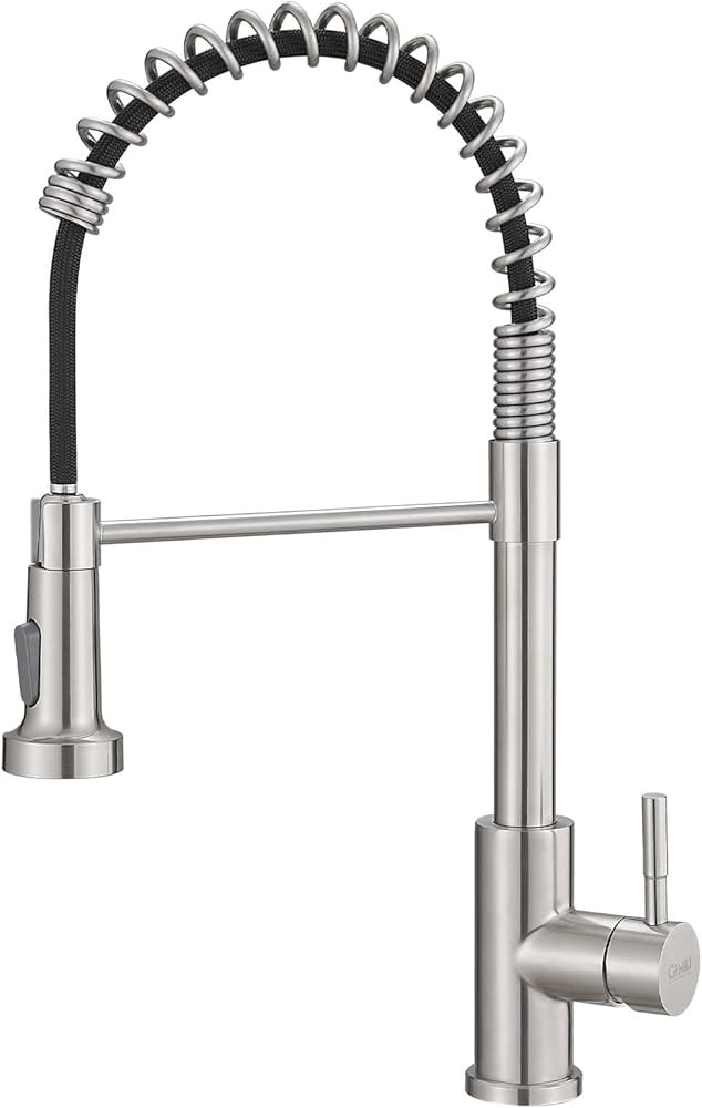 GIMILI Kitchen Faucet with Pull Down Sprayer High Arc Single Handle Spring Kitchen Sink Faucet Br... | Amazon (US)
