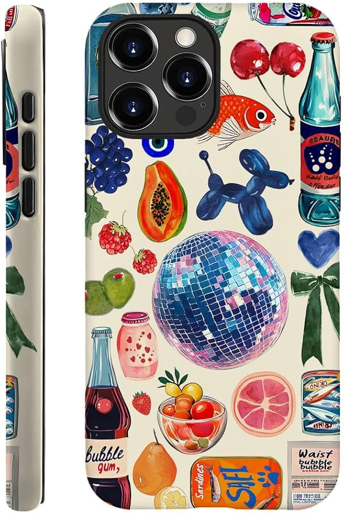 Case Compatible with for iPhone 12 Pro Max,European Fruit Bow Collage Phone Case Hybrid 2-Layer H... | Amazon (US)