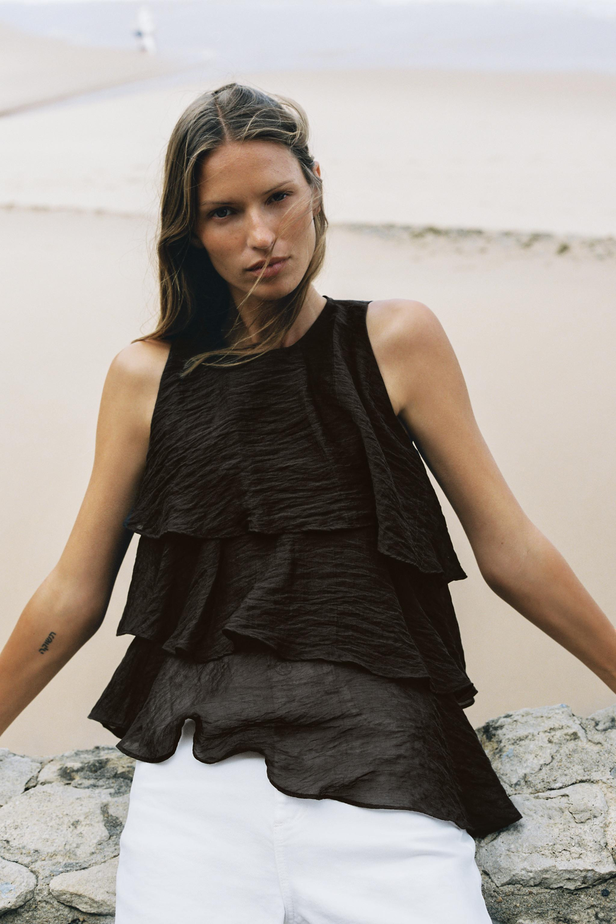 ASYMMETRIC RUFFLE TOP | Zara US