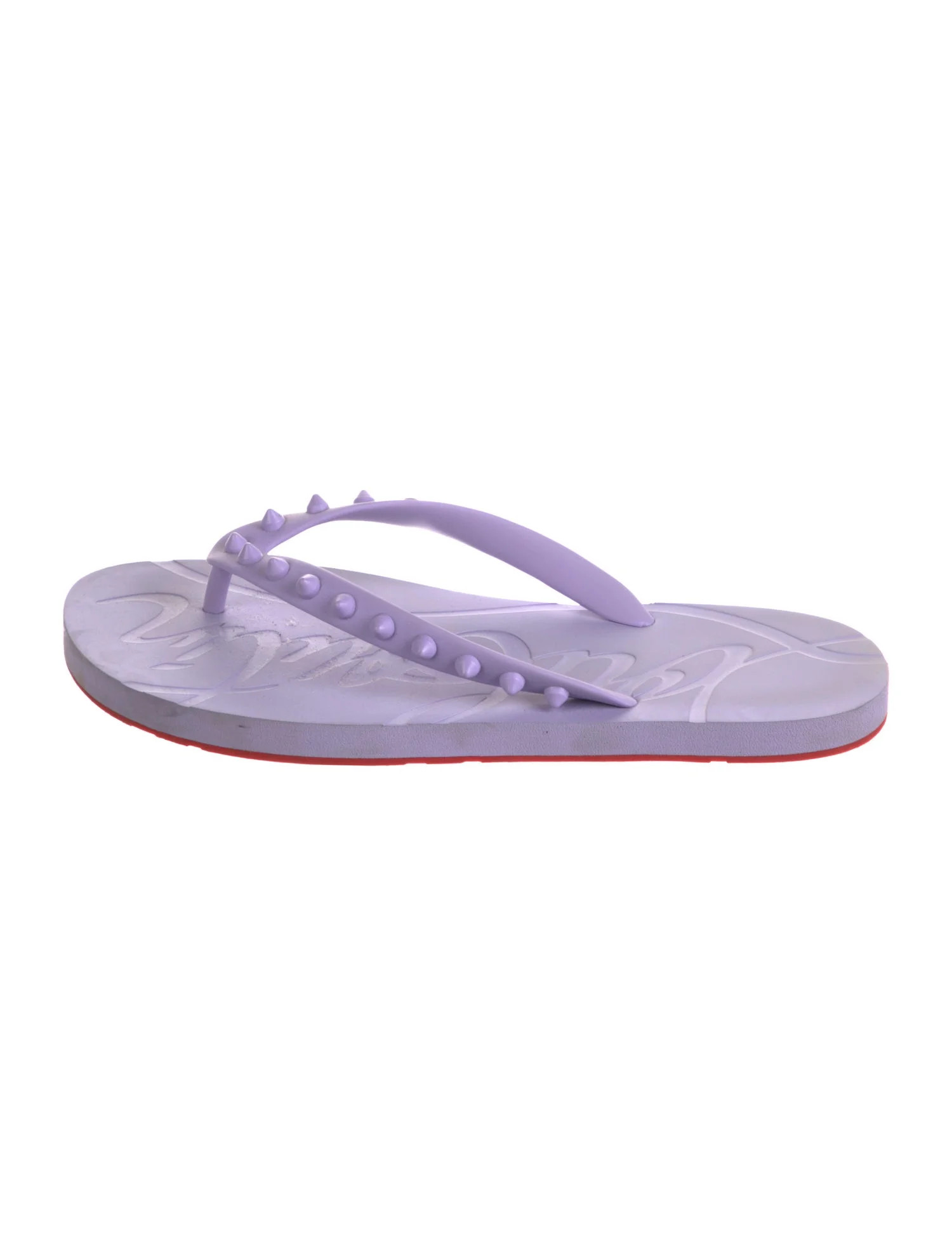 Christian Louboutin Spike Accents Rubber Flip Flops - Purple Sandals, Shoes - CHT540493 | The Rea... | The RealReal