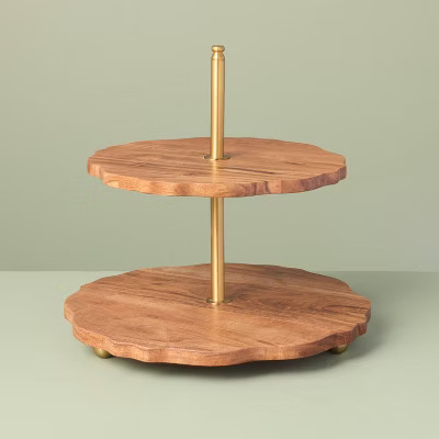 Carved Edge Wooden Tiered Serve - Hearth & Hand™ with Magnolia | Target