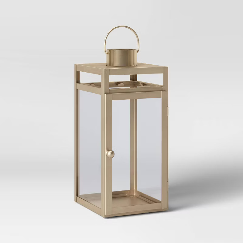 16" x 7" Metal Lantern Candle Holder Matte Gold - Threshold™ | Target