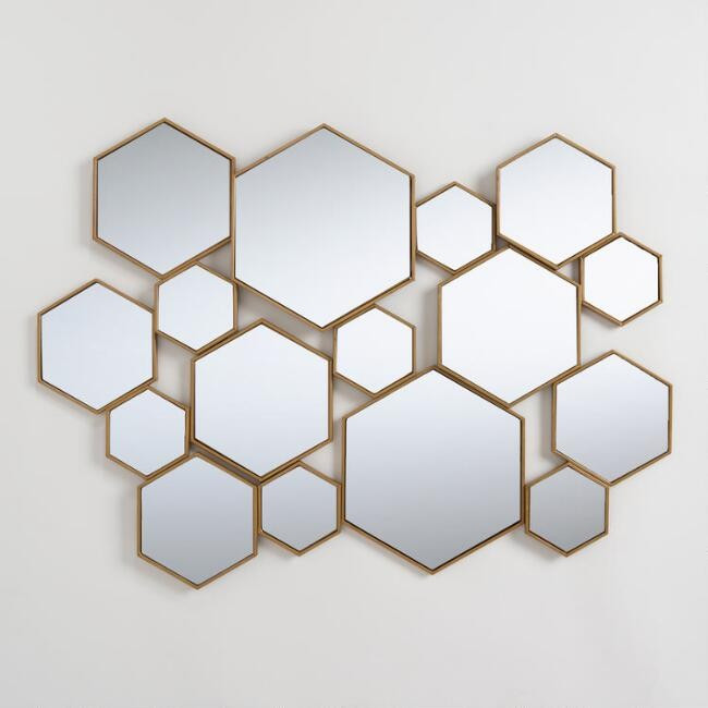 Brass Hexagon Mirror Panel | World Market