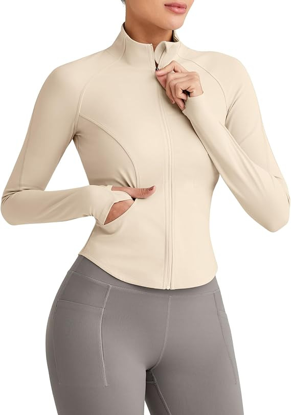 G4Free Workout Jackets for Woman BareFeel Cropped Zip Up Athletic Running Jacket Slim Fit Yoga To... | Amazon (US)