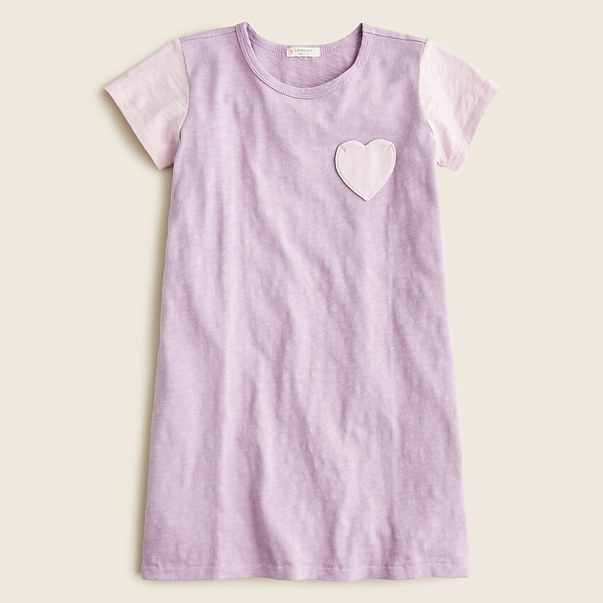 Girls' heart-pocket T-shirt dress in colorblock | J. Crew US