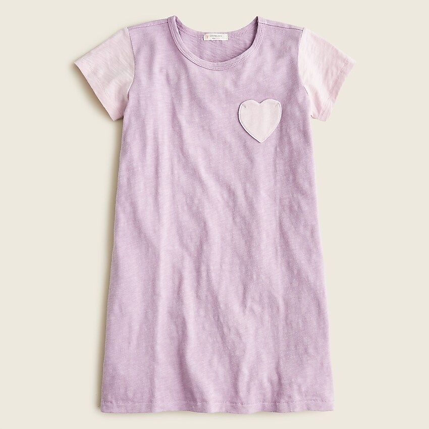 Girls' heart-pocket T-shirt dress in colorblock | J.Crew US