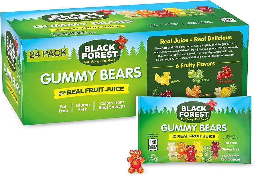 Black Forest Gummy Bears Candy, 1.5 Ounce Treat-Size Pouches (Pack of 24) | Amazon (US)