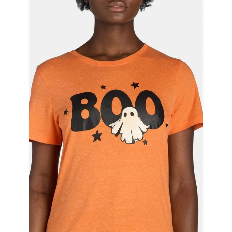 Way to Celebrate Women's Halloween Boo Tee, Sizes S-3XL | Walmart (US)