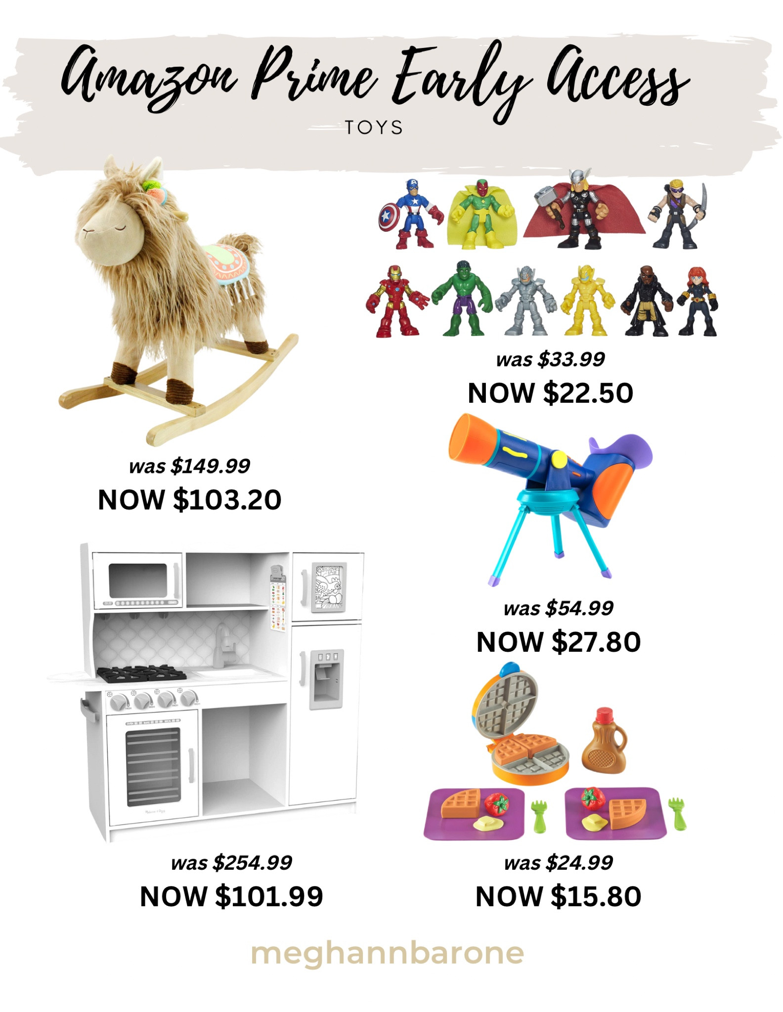 Early access Amazon prime deals for Toys. Great prices for these toys! Perfect time to start stocking up for Christmas. Rocker, llama, avengers, kitchen, play kitchen, Melissa and Doug, telescope. 

#LTKsalealert #LTKkids #LTKHoliday