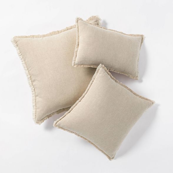 Linen Throw Pillow with Contrast Frayed Edges - Threshold™ designed with Studio McGee | Target