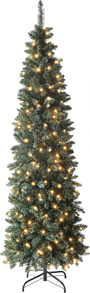 Amazon.com: MUPATER 7.5ft Pencil Christmas Tree, Pre-lit Slim Christmas Trees with Lights, Artifi... | Amazon (US)