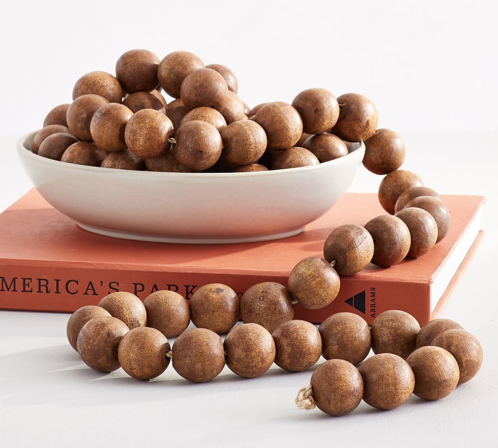 Wooden Bead Garland, Brown, XL | Pottery Barn (US)