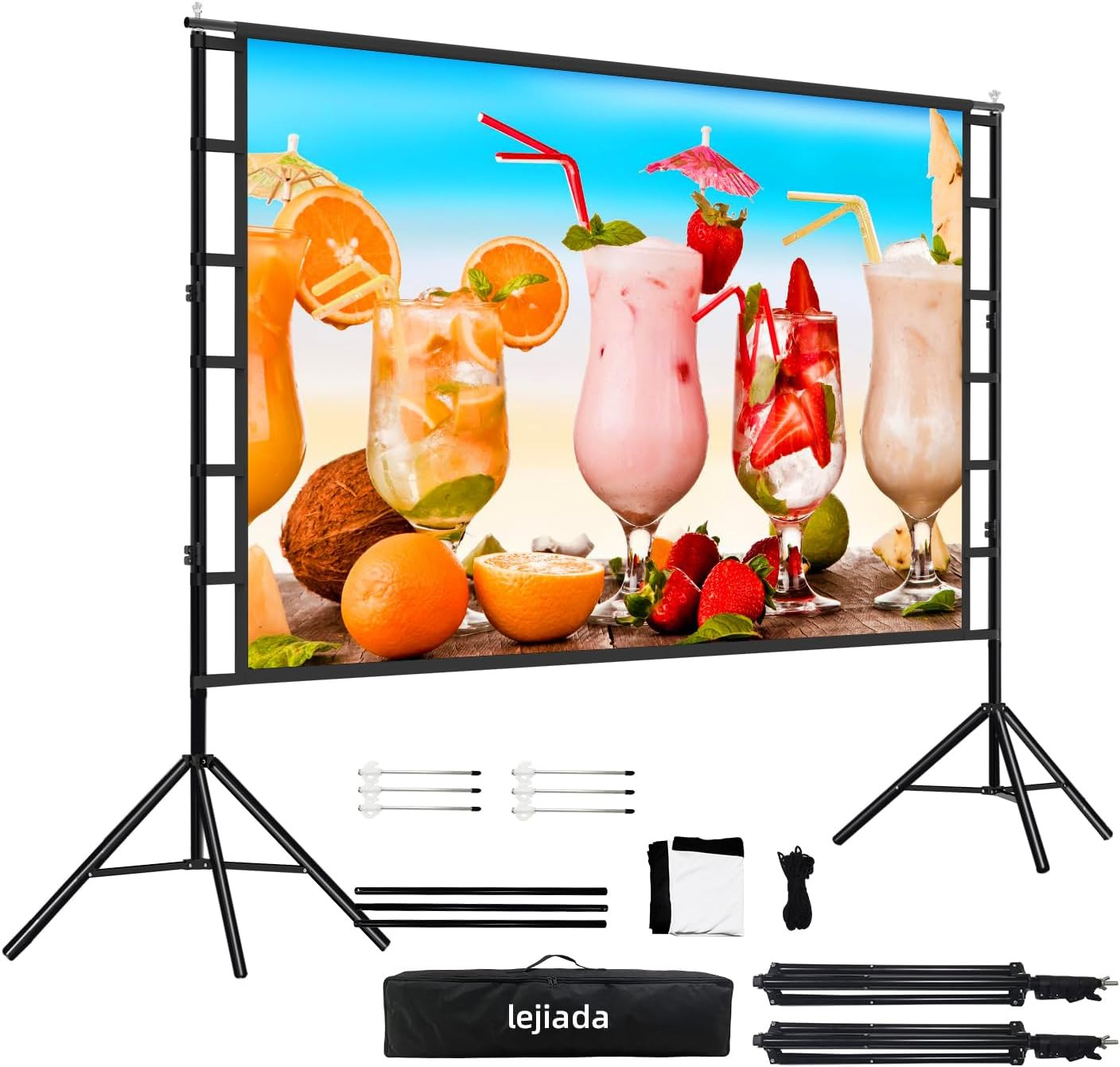 Projector Screen and Stand, 100'' Upgraded Large Projection Screen Anti Crease with Carry Bag for... | Amazon (US)