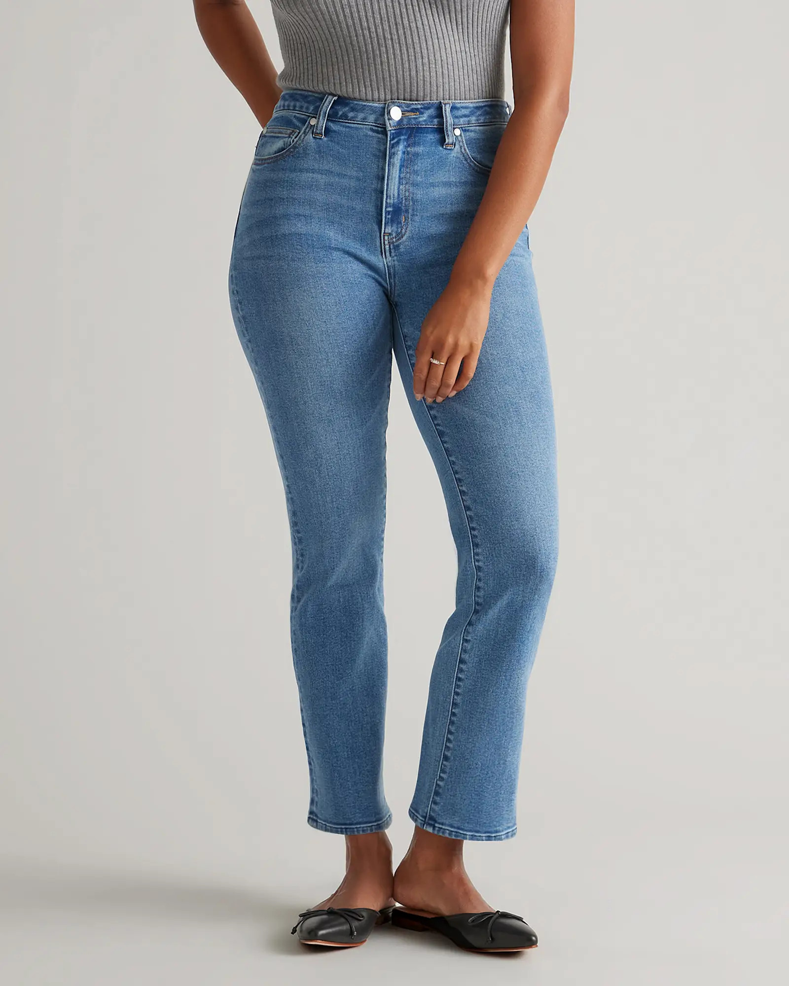 Stretch High Rise Kick Flare Jeans | Quince
