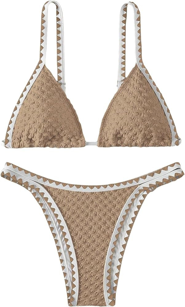 SHENHE Women's Triangle Bikini 2 Piece Swimsuit Tie Back High Cut Sexy Bathing Suit | Amazon (US)