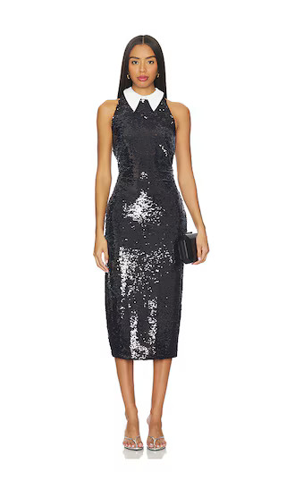 Lilith Sequin Poplin Dress in Black & White Contrast | Revolve Clothing (Global)