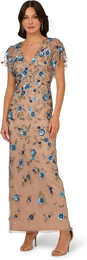 Adrianna Papell Women's Bead Mesh Column Dress | Amazon (US)