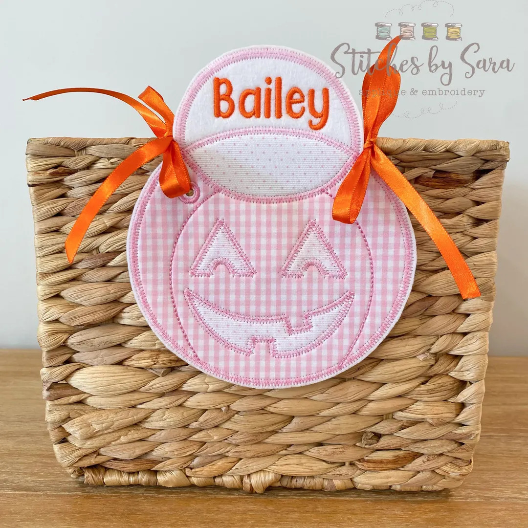 Halloween Jack-o’-lantern Basket Tag for Girls, Monogrammed, Boo Basket Tag - Etsy | Etsy (US)