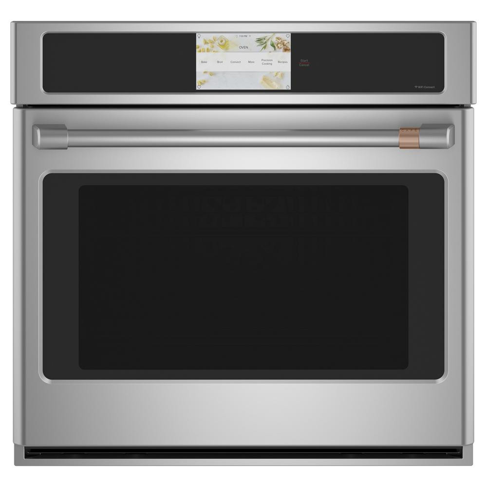 Cafe 30 in. Smart Single Electric Wall Oven with Convection Self-Cleaning in Stainless Steel-CTS7... | The Home Depot