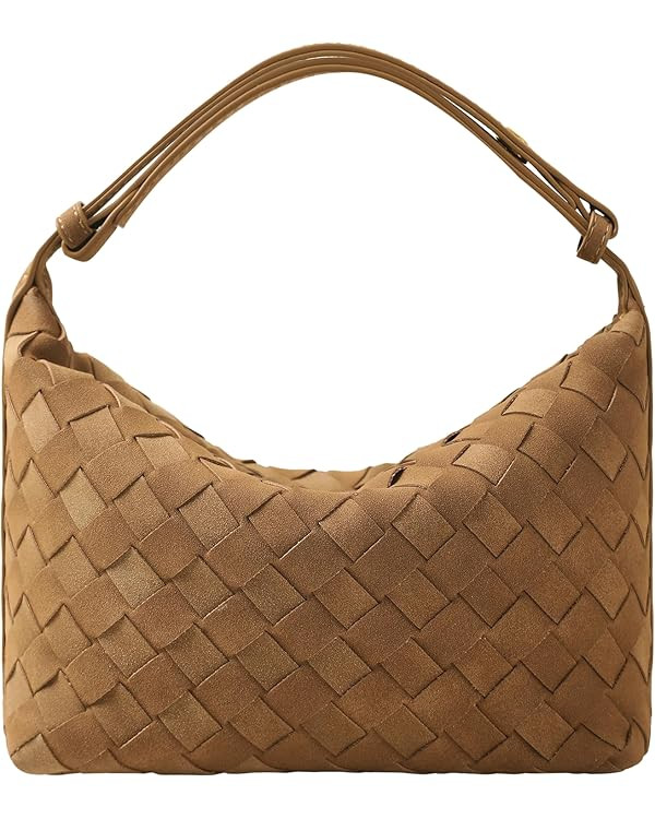 Suede Leather Handbag for Women, Leather Woven Bag, Small Clutch Bag Suede Handbag, Underarm Purs... | Amazon (US)