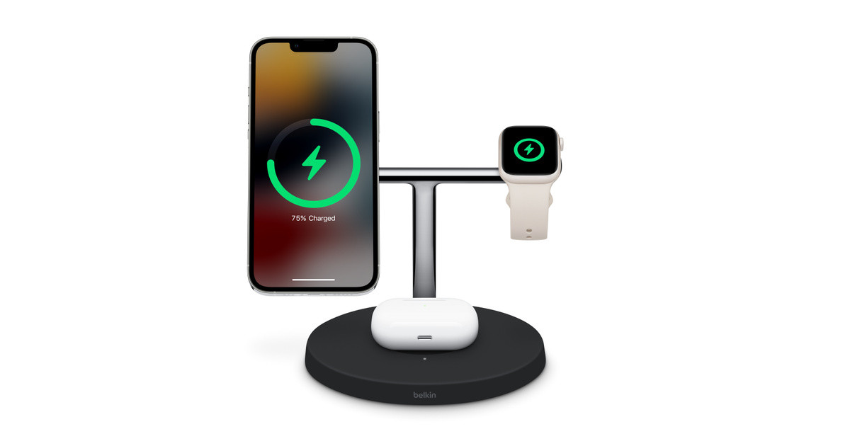 Belkin BOOST↑CHARGE™ PRO 3-in-1 Wireless Charging Stand mit MagSafe – Schwarz | Apple (DE)