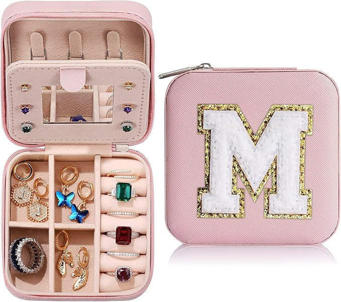 Jewelry Organizer Box, Travel Jewelry Case | Small Ring Earring Necklace Organizer for Teen Girls... | Amazon (US)