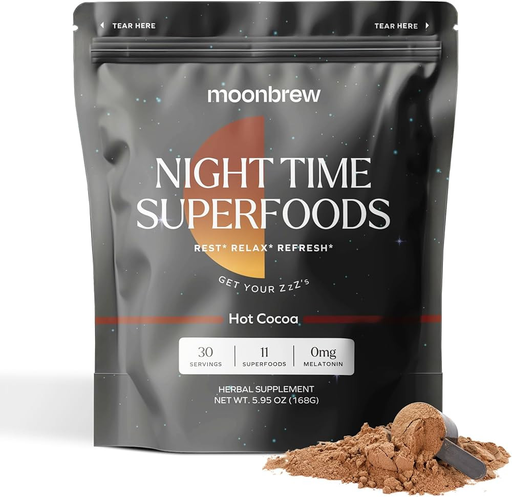 MoonBrew Magnesium Hot Cocoa: Natural Melatonin-Free Sleep Aid | 11 Superfoods with Magnesium Gly... | Amazon (US)
