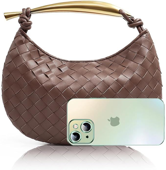 Bisadon Woven Leather Handbag Fashion Dumpling Bag Evening Bag for Women Hobo Bag Knotted Clutch ... | Amazon (US)