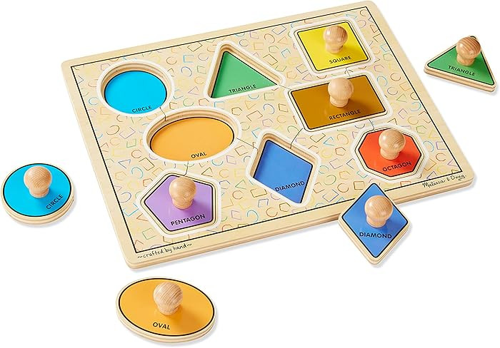 Melissa & Doug Deluxe Jumbo Knob Wooden Puzzle - Geometric Shapes (8 pcs) | Amazon (US)