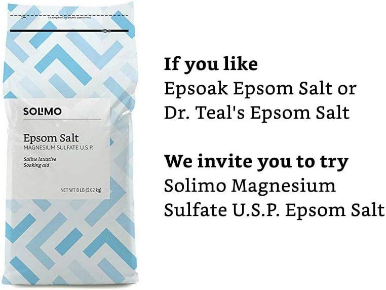 Amazon Brand - Solimo Epsom Salt Soak, Magnesium Sulfate USP, Unscented, 8 Pound, Pack of 3 | Amazon (US)
