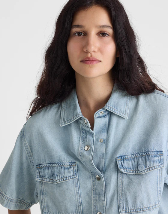 Airy Denim Utility-Pocket Shirt in Foster Wash | Madewell