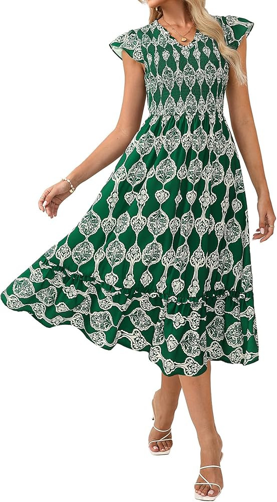 GRACE KARIN 2026 Summer Casual Dresses for Women,Flutter Short Sleeve Wedding Guest Dresses,V Nec... | Amazon (US)