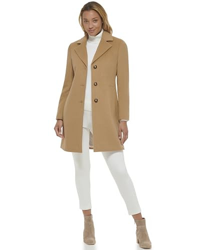 Calvin Klein Women's Classic Cashmere Wool Blend Coat, Camel Classic, 12 | Amazon (US)