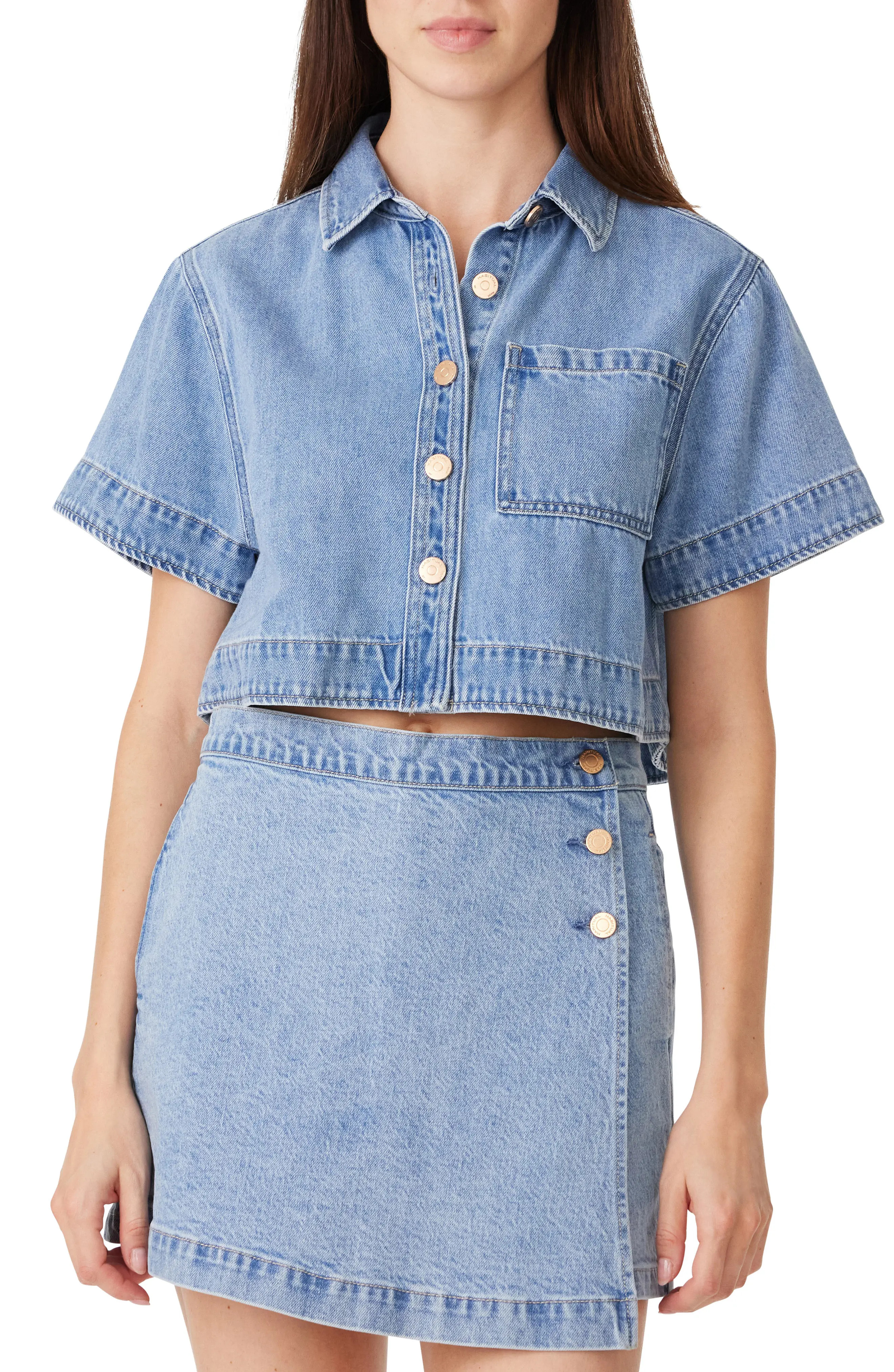Crop Denim Shirt (Women) | Nordstrom | Nordstrom