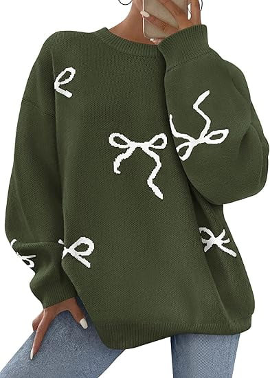 PRETTYGARDEN Fall Long Sleeve Pullover Sweaters for Women Trendy Crewneck Casual Cute Bow Chunky ... | Walmart (US)