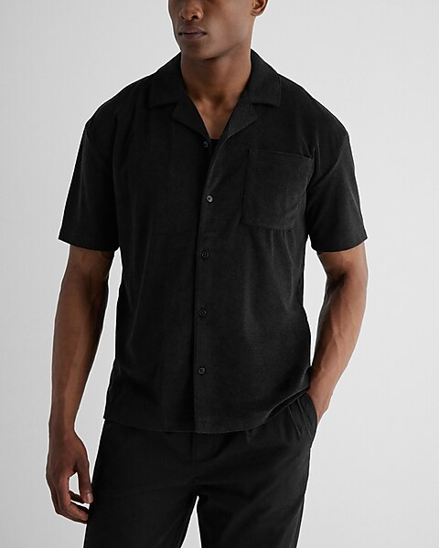 Relaxed Terry Cotton-Blend Short Sleeve Polo | Express