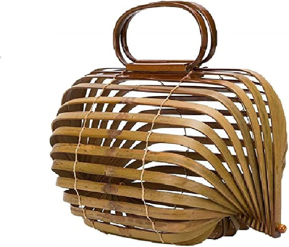 Women Bamboo Handbags. Beach Bag. Handmade Tote Bag. Summer Woven Wooden Hollow Out Women Clutch ... | Amazon (UK)