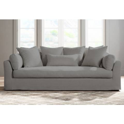 Chateau 98 3/4" Wide Slate Gray Fabric Slipcover Sofa | Lamps Plus