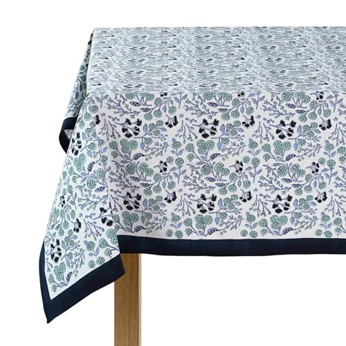 Ridhi Denim Blue 80x120 Inches Rectangle 100% Cotton Hand Block Print Tablecloth Washable Halloween Thanksgiving/Christmas Parties/Wedding Use,Fall décor Farmhouse Dining Dinner Tablecloth | Amazon (US)