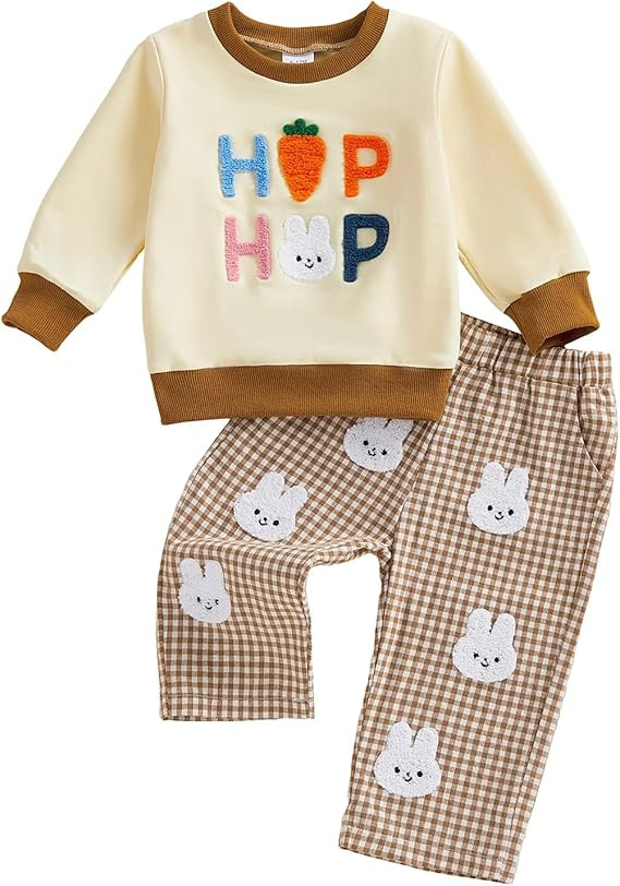 St Patricks Day Baby Boy Outfit Long Sleeve Clover Sweatshirt Striped Pants Toddler Boy Summer Sp... | Amazon (US)